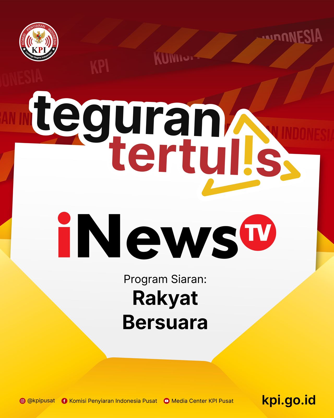Terbukti Langgar P3SPS, KPI Jatuhkan Sanksi Administratif Teguran Tertulis pada iNews TV